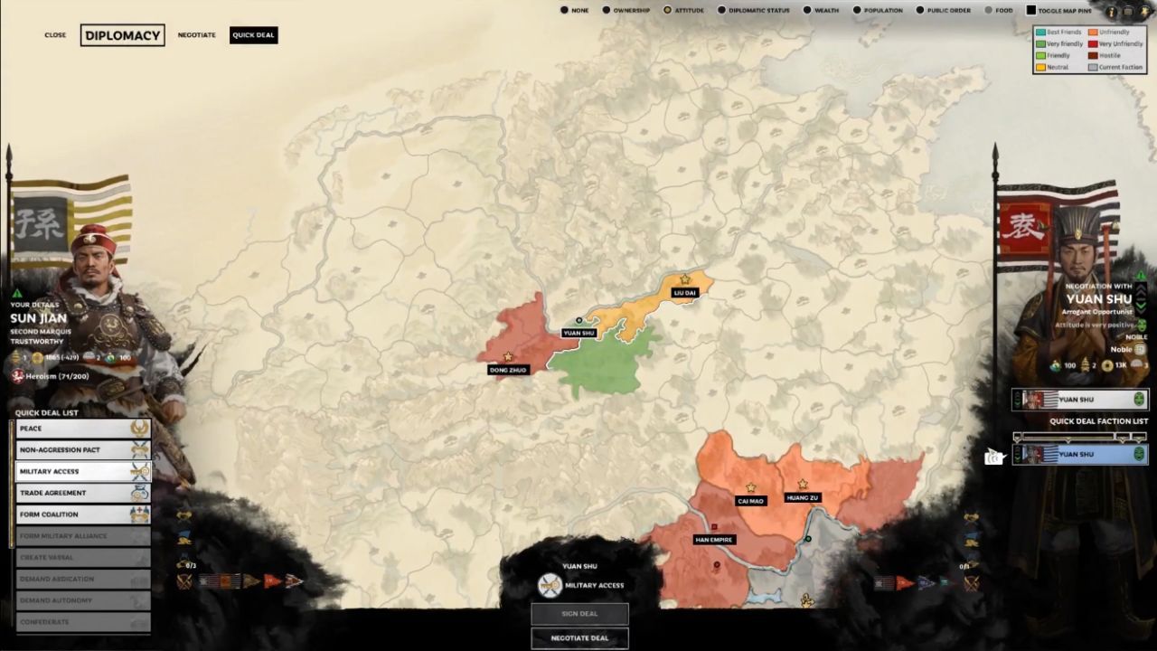 Total War: Three Kingdoms, PC, Gameplay, How to Use Quick Deals Effectively, Screenshot