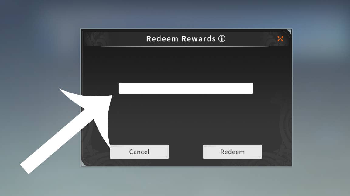 Reward code submission screen