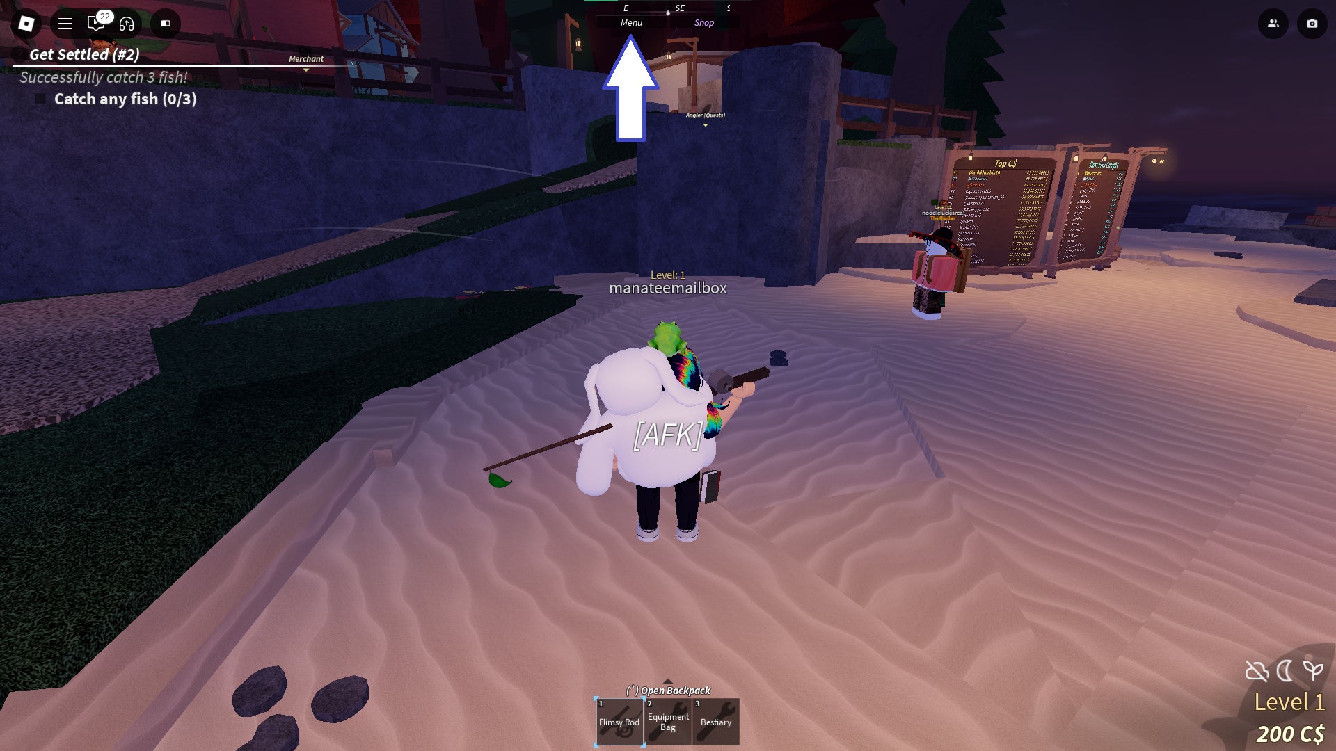 Interface navigation demonstration within the aquatic game