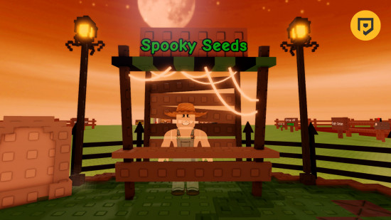 Grow a Garden Halloween event - a screenshot of the Spooky Seeds shop from the Halloween market