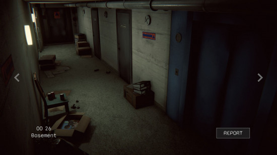 Security camera view showing ordinary hallway in I'm On Observation Duty 7