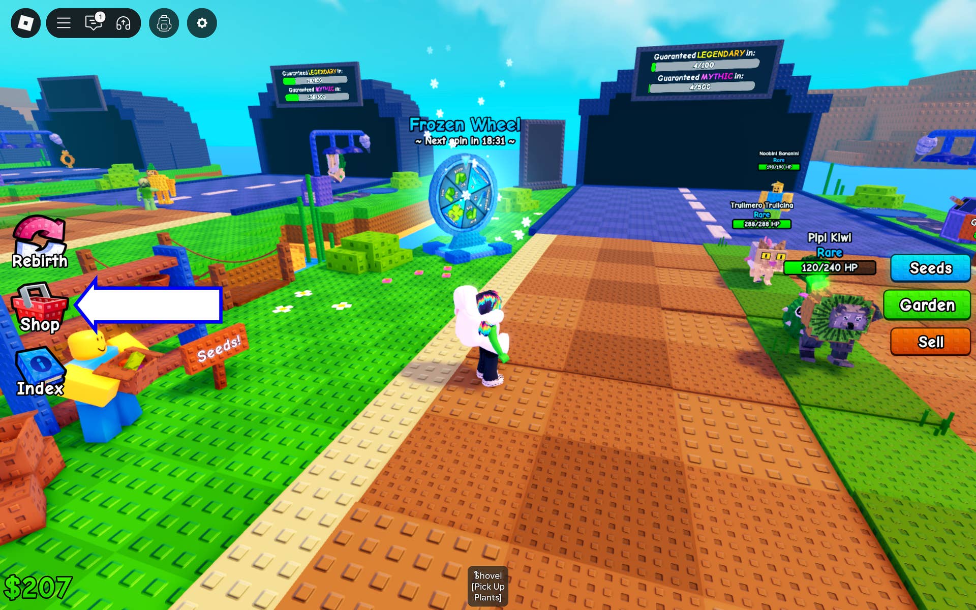 Game interface highlighting the shop access point