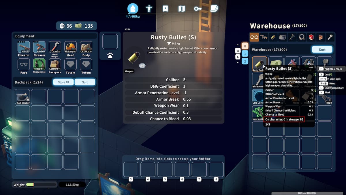 Show inventory count in Duckov