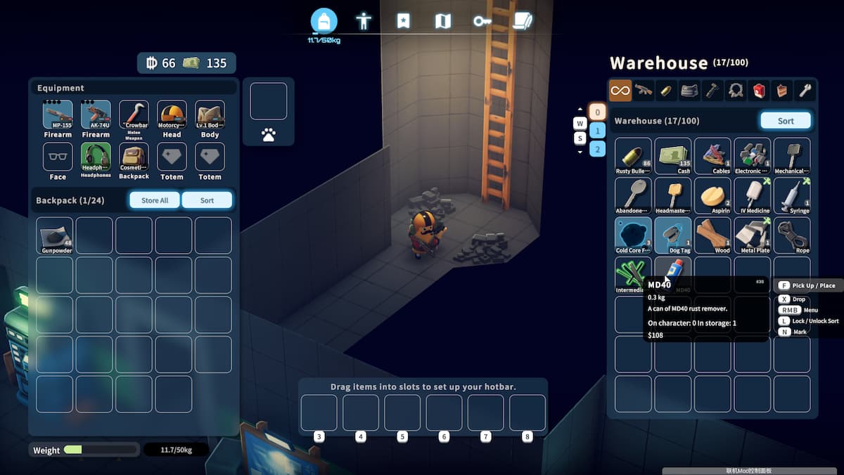 Mod showing the individual cost of inventory items