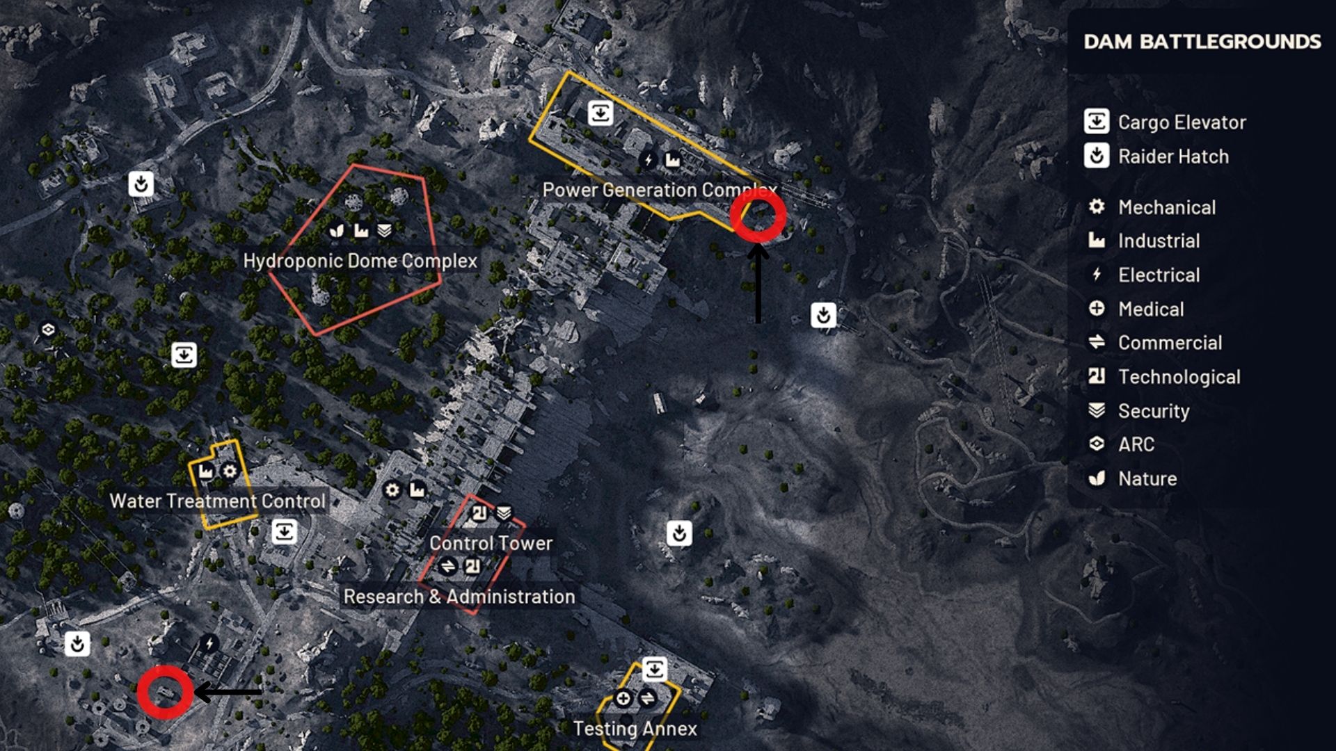 Dam Battlegrounds Power Cable locations