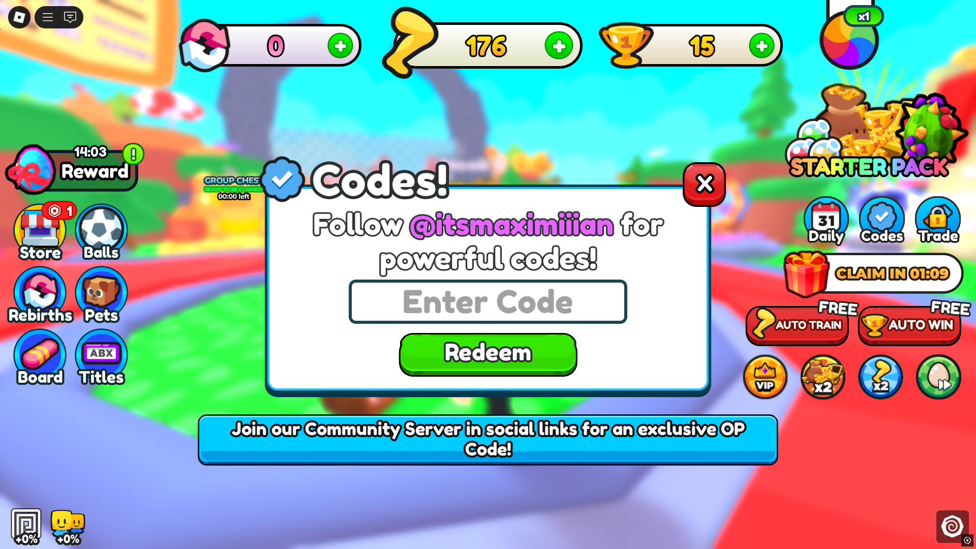 Code redemption interface (Roblox Corporation)