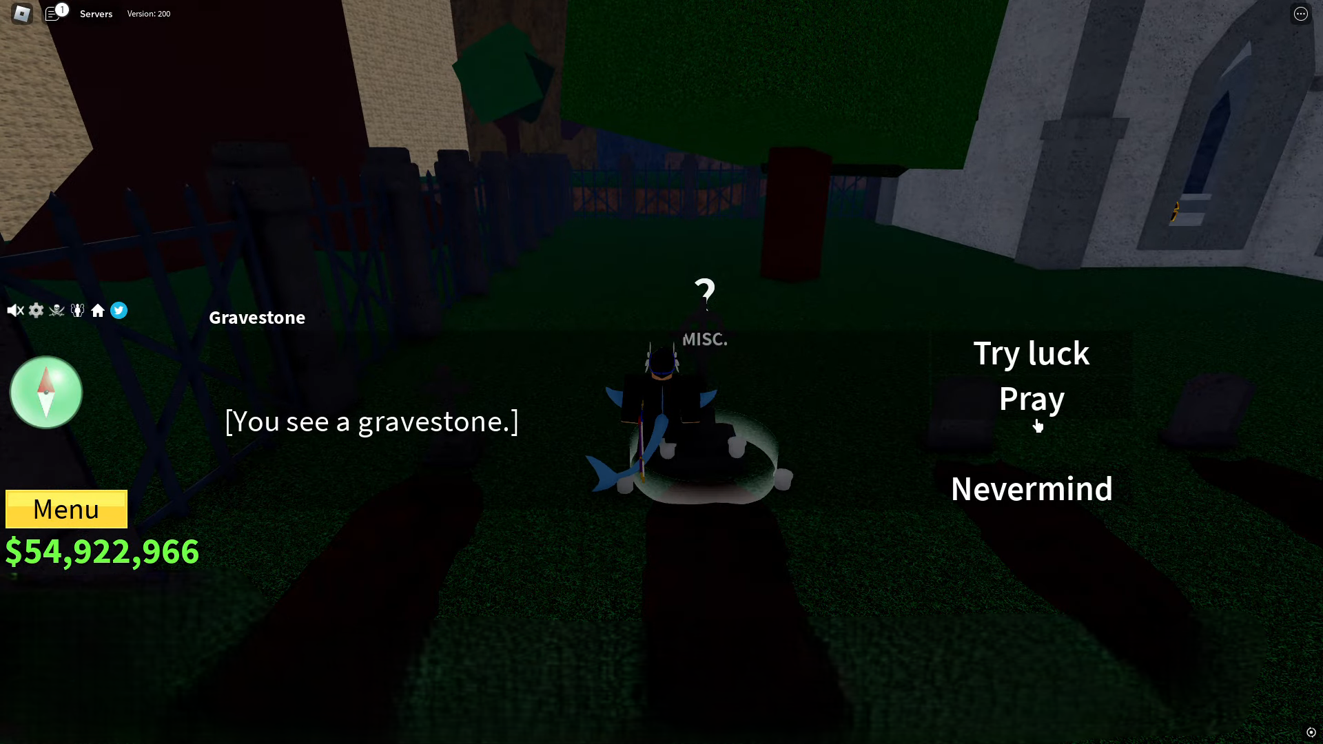 Praying at the Gravestone (Image via Roblox Corporation)
