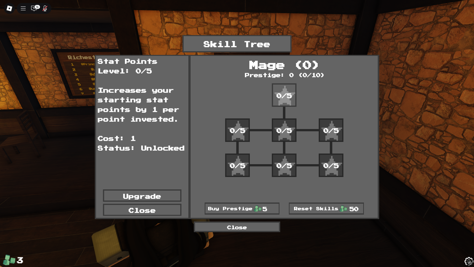 Mage class skill tree (Image via Roblox Corporation)