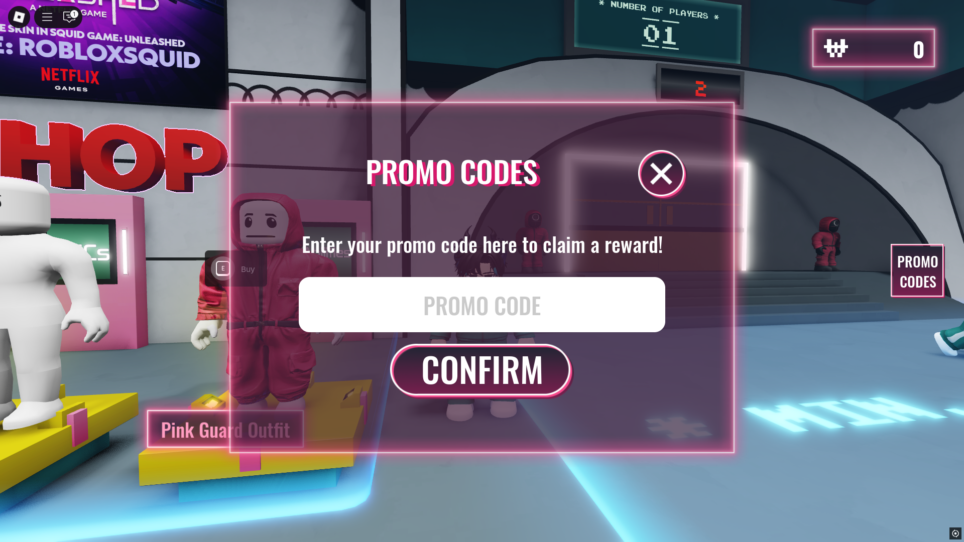Redeeming codes (Image via Roblox Corporation)
