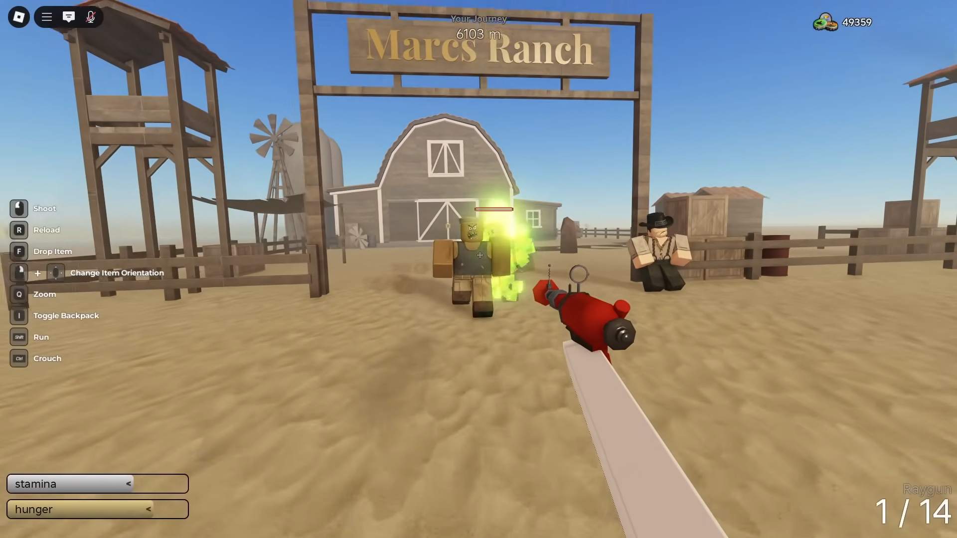 Killing mutants for key in the Ranch (Image via Roblox Corporation)
