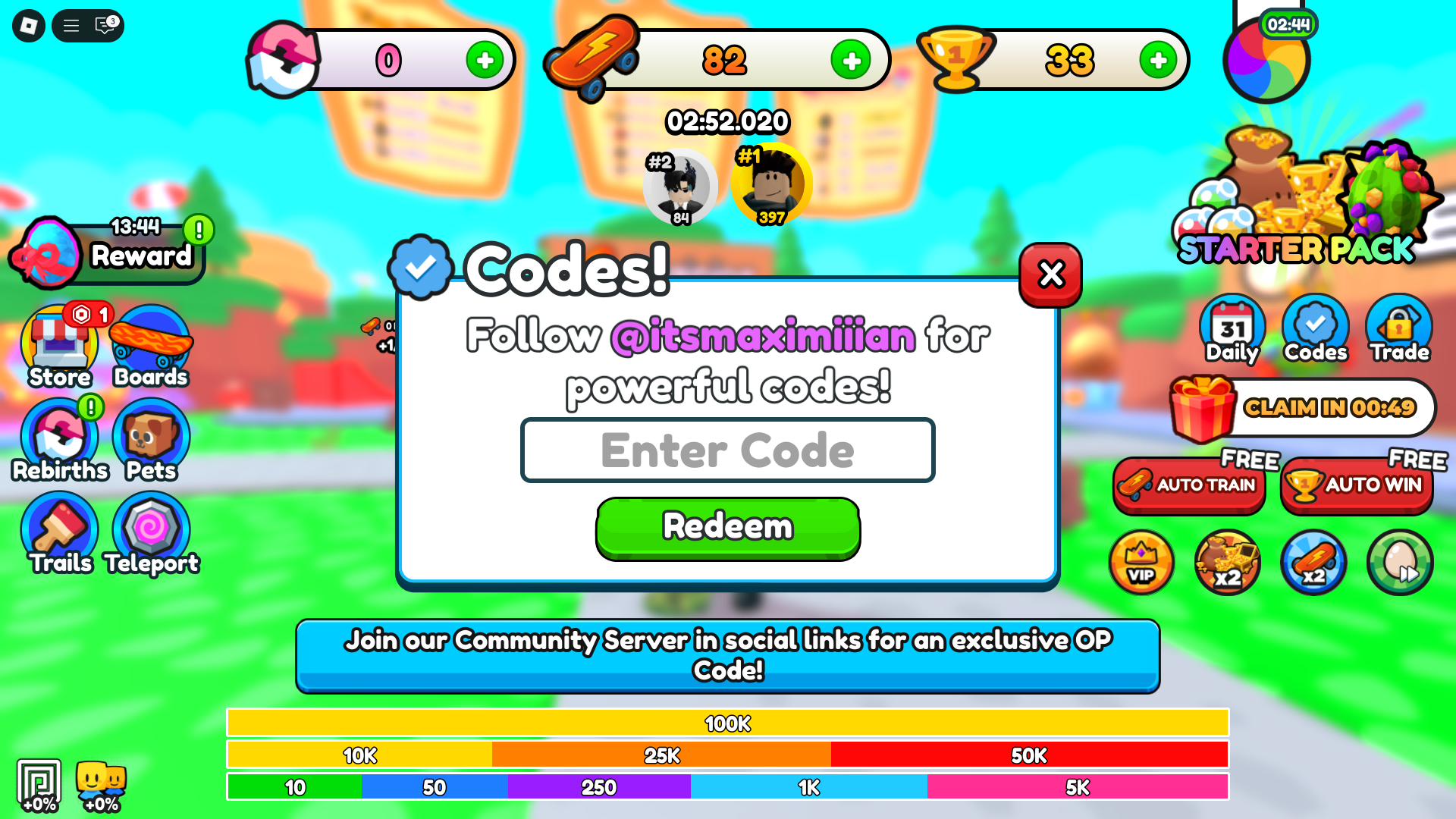 Code redemption interface (Image via Roblox Corporation)