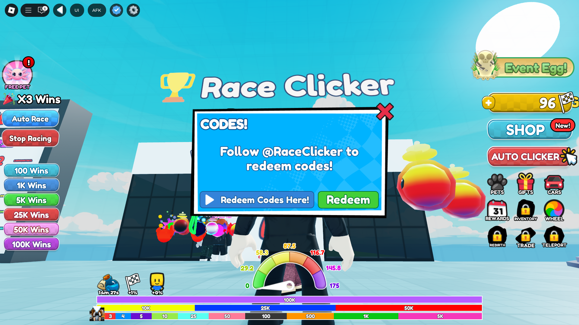 Redeeming codes (Image via Roblox Corporation)