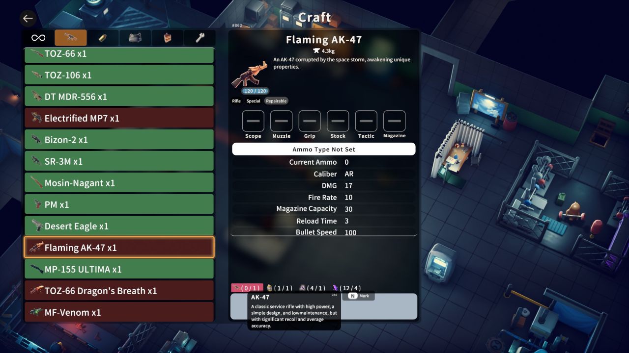 Escape From Duckov, PC, Gameplay, How to Get the Black Injector, Flaming AK-47, Screenshot