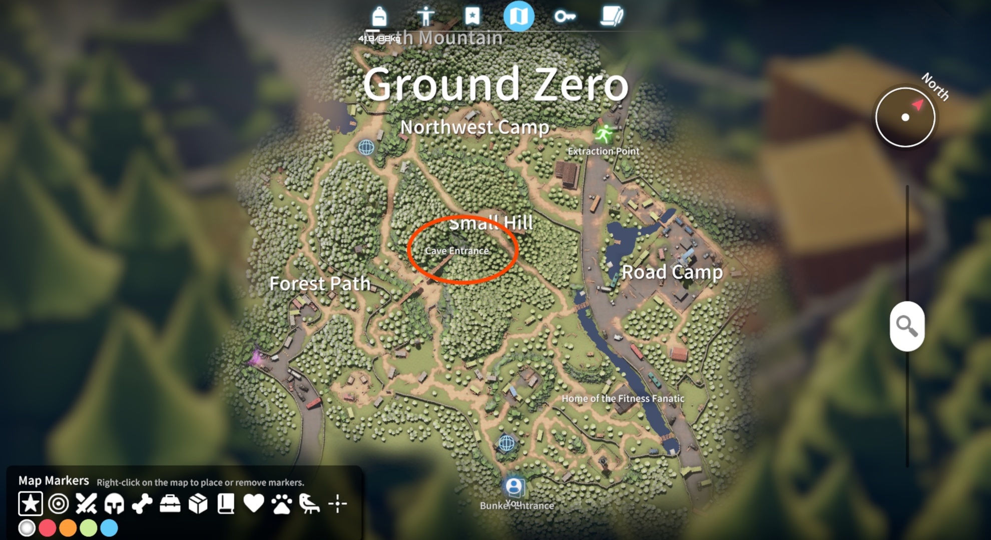 Location of the cave entrance