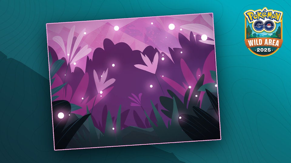 Event-themed landscape with vibrant flora in Pokémon Go.