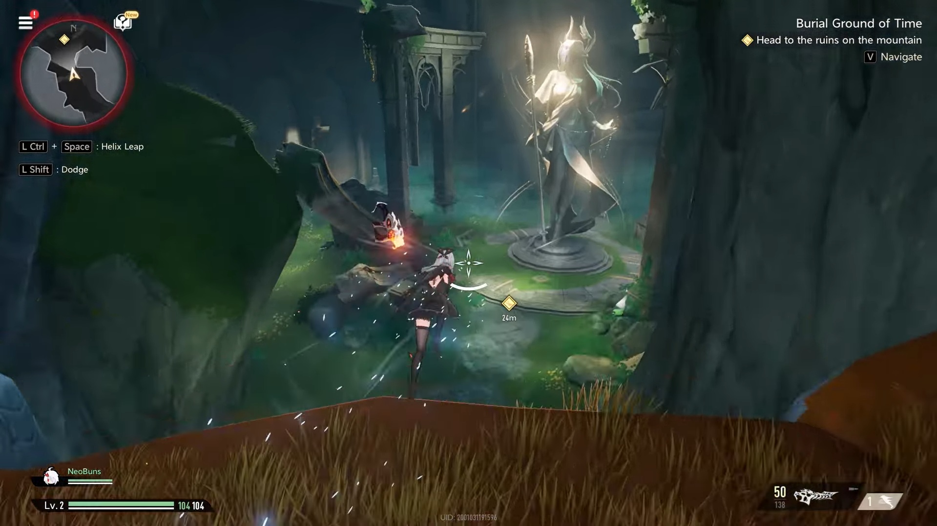 Proceed toward the statue