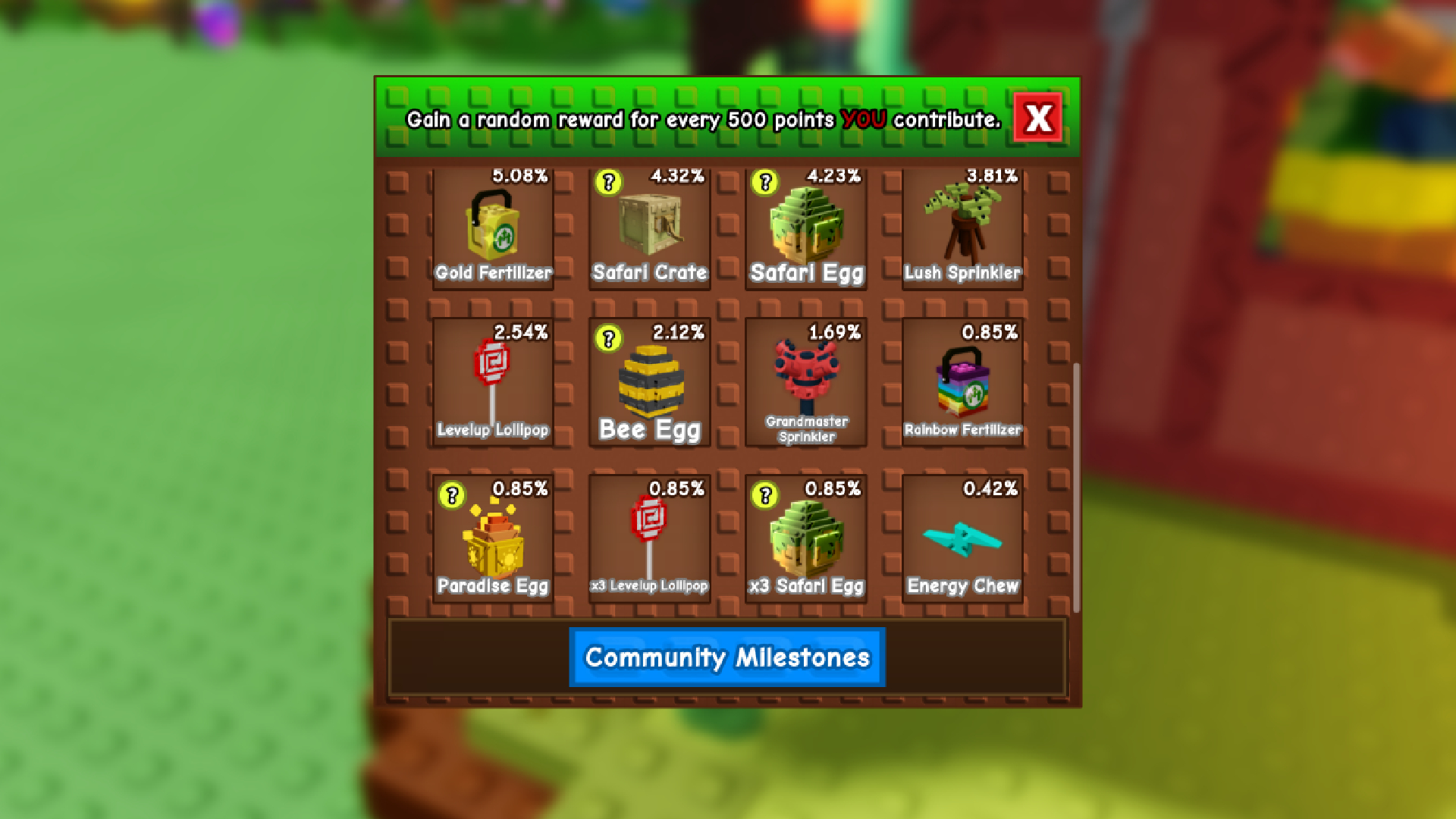 Safari Harvest rewards (Image via Roblox Corporation)