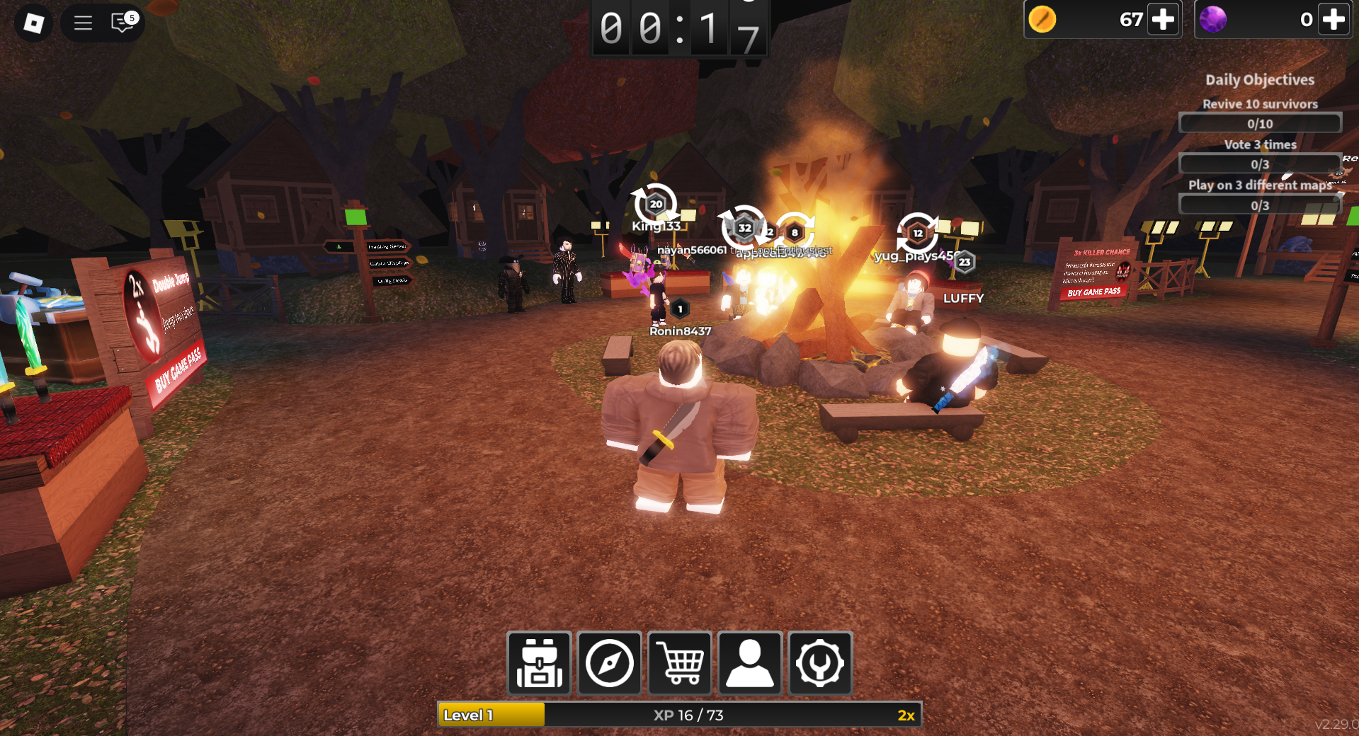 The lobby of Survive The Killer (Image via Roblox Corporation)