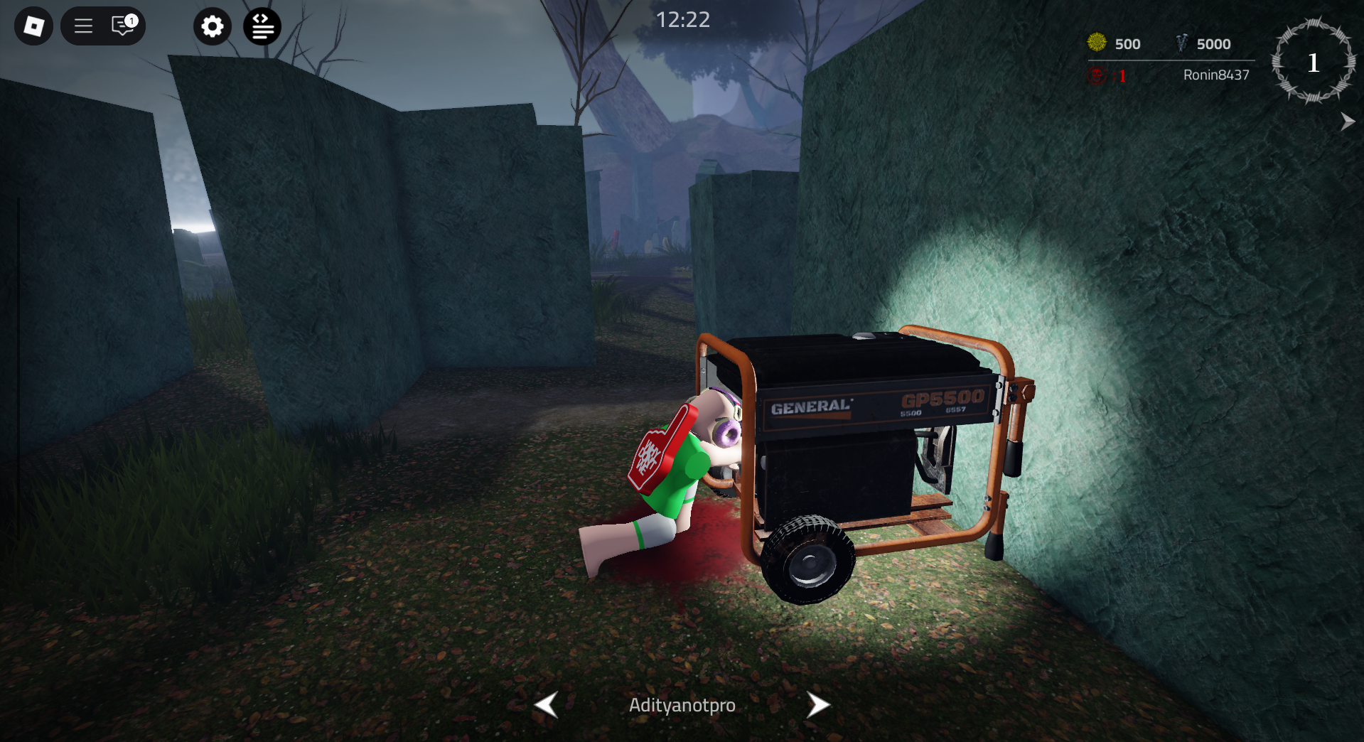 Player fixing the generator (Image via Roblox Corporation)