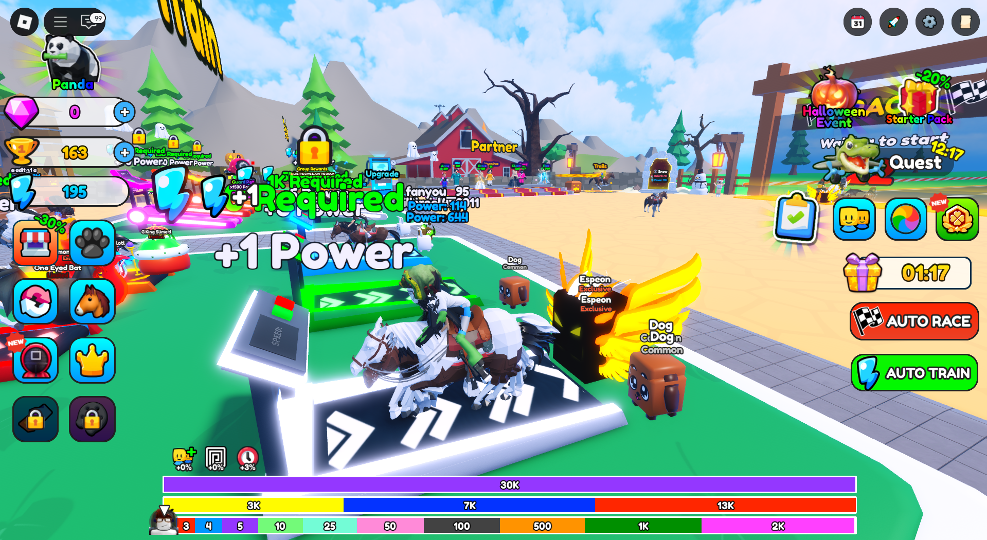 Training the horse on the treadmill (Image via Roblox Corporation)