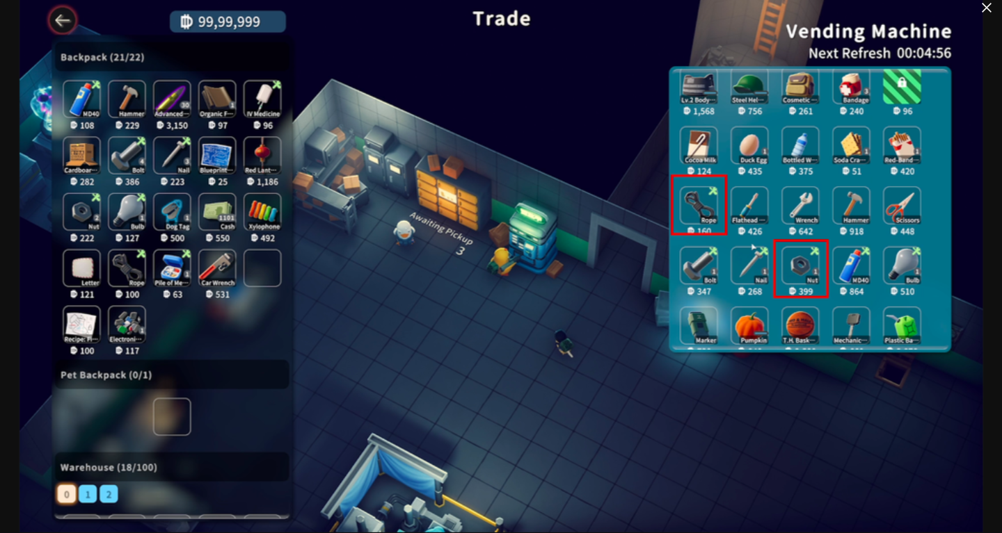 Acquire construction materials from dispensers (Visual via bilibili)