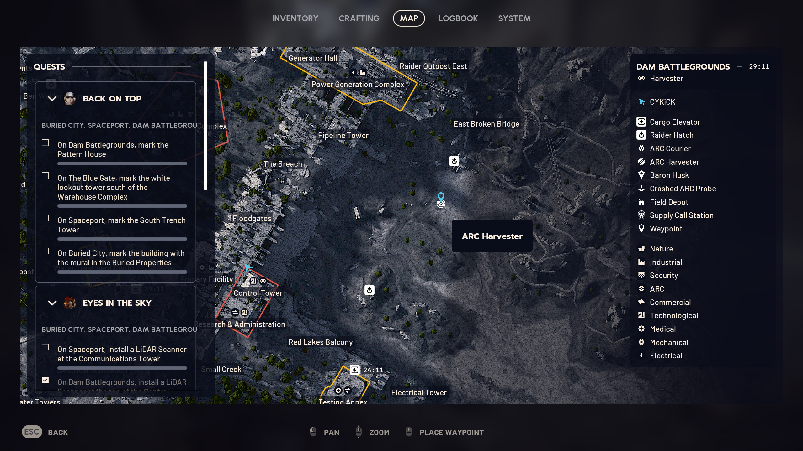 Harvester icon on the map (Image via Embark Studios)