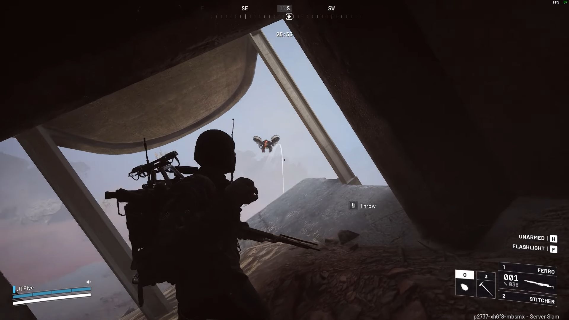 Combatant targeting vulnerable ARC unit with grenade