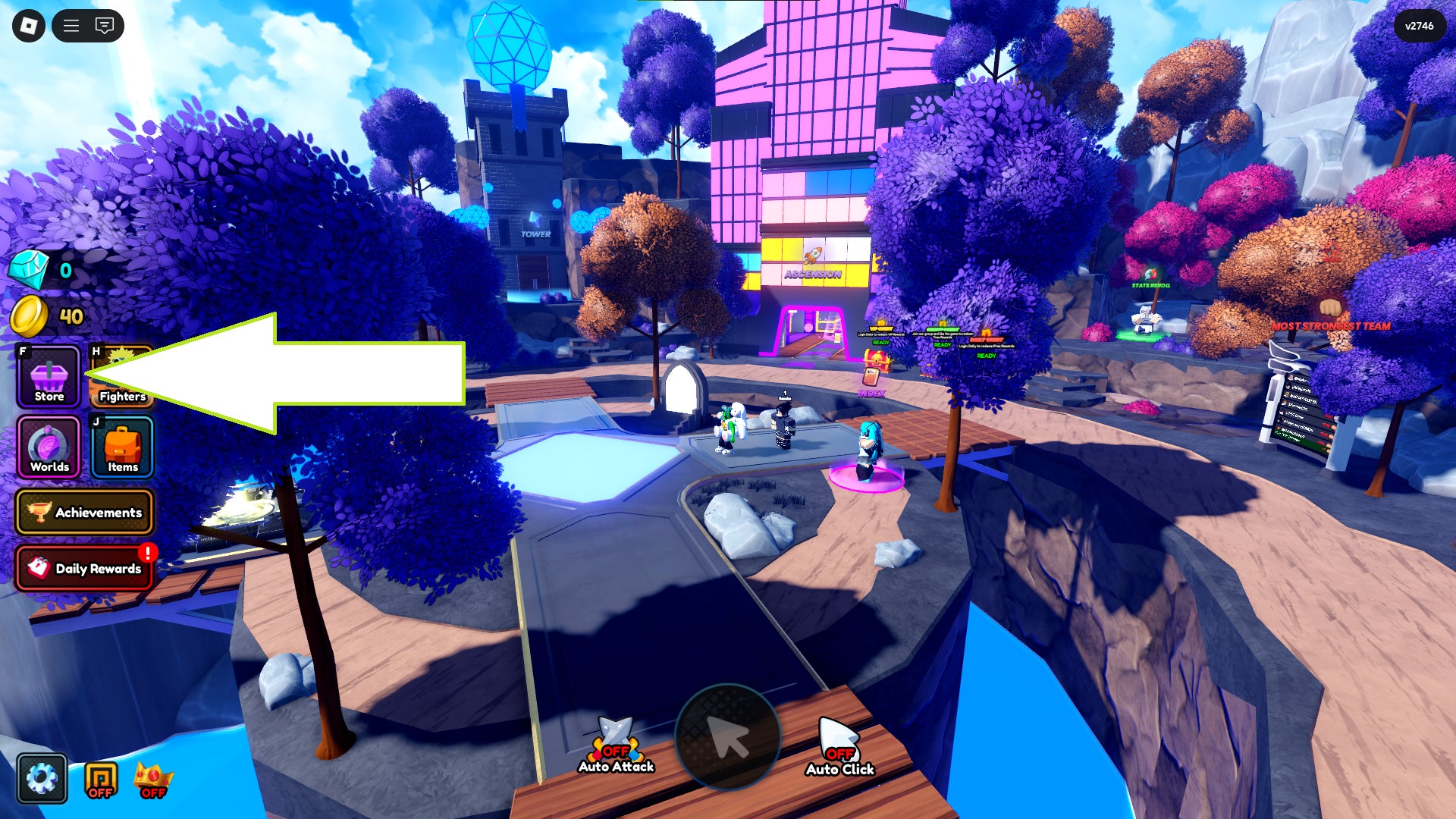 Game interface highlighting the shop portal