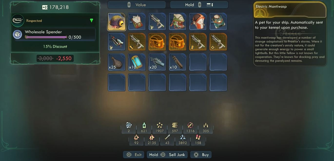 Auntie's Border Camp sells Electric Mantiwasp for 3,000 bits (Image via Xbox Game Studios | @LunarGaming/YouTube)