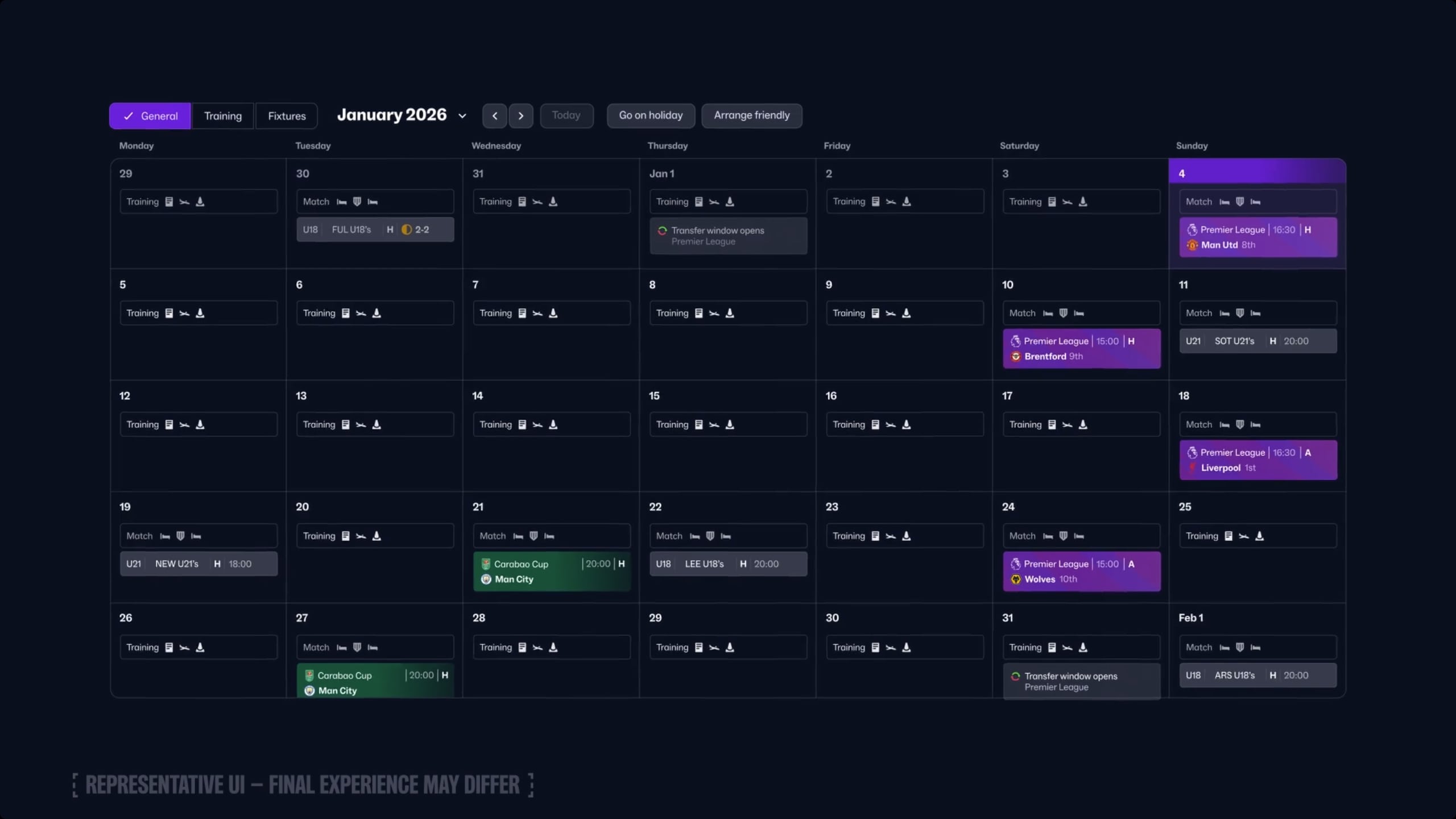 Football Manager 26 seasonal timeline (Visual via Sports Interactive)