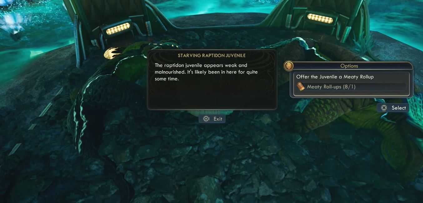 Feed the starving Raptidon Juvenile Meaty Roll-ups to get it as a pet (Image via Xbox Game Studios | @LunarGaming/YouTube)