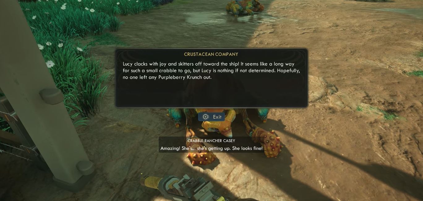 Speak with Crabble Rancher Casey to get Lucy (Image via Xbox Game Studios | @LunarGaming/YouTube)