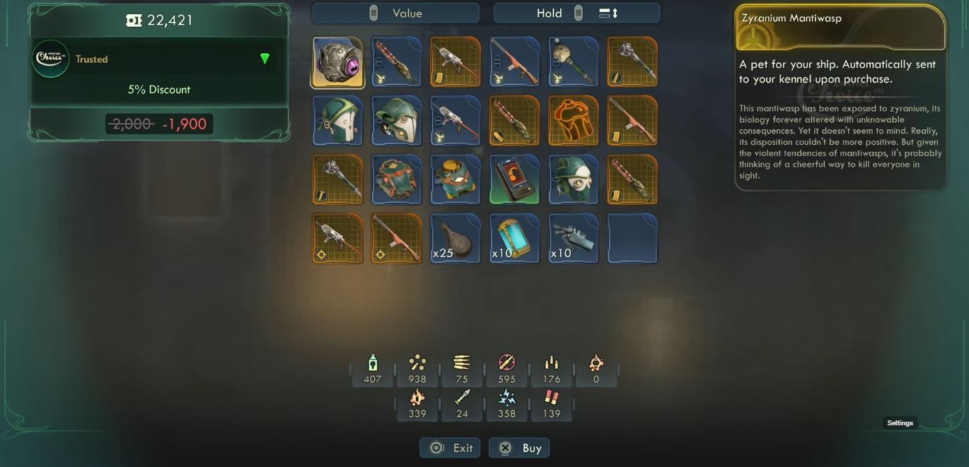 Bonnie The Battlefront Baker sells Zyranium Mantiwasp (Image via Xbox Game Studios | @LunarGaming/YouTube)